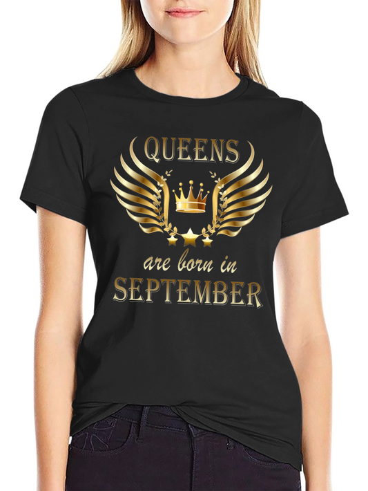 Queens Are Born In September Black T-Shirt