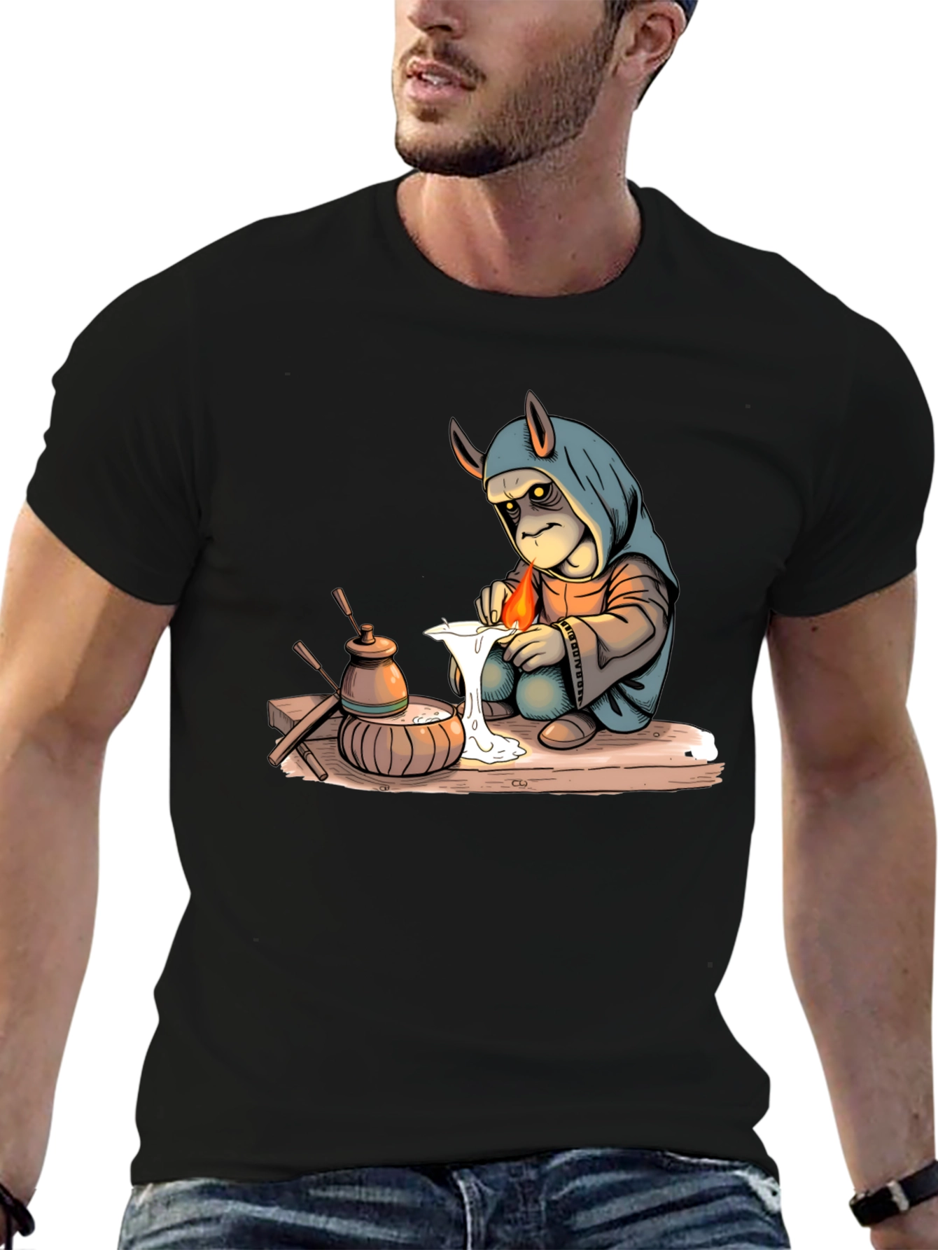 Unique Graphic Print Black T-Shirt
