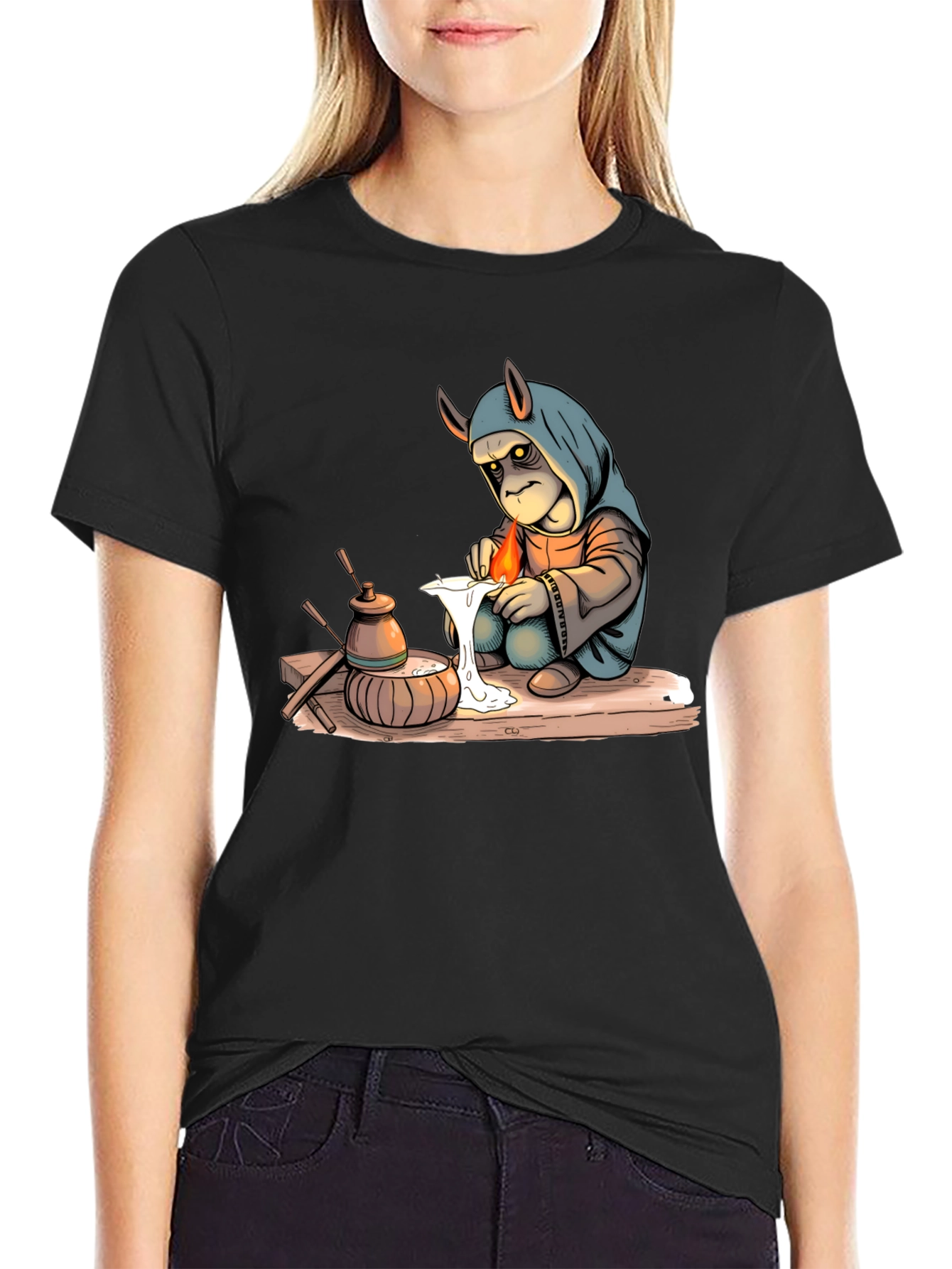 Unique Graphic Print Black T-Shirt