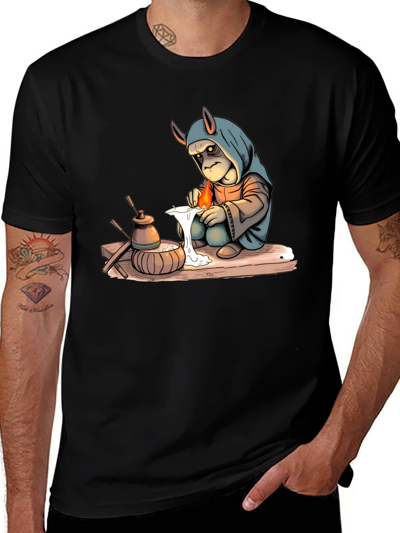 Unique Graphic Print Black T-Shirt