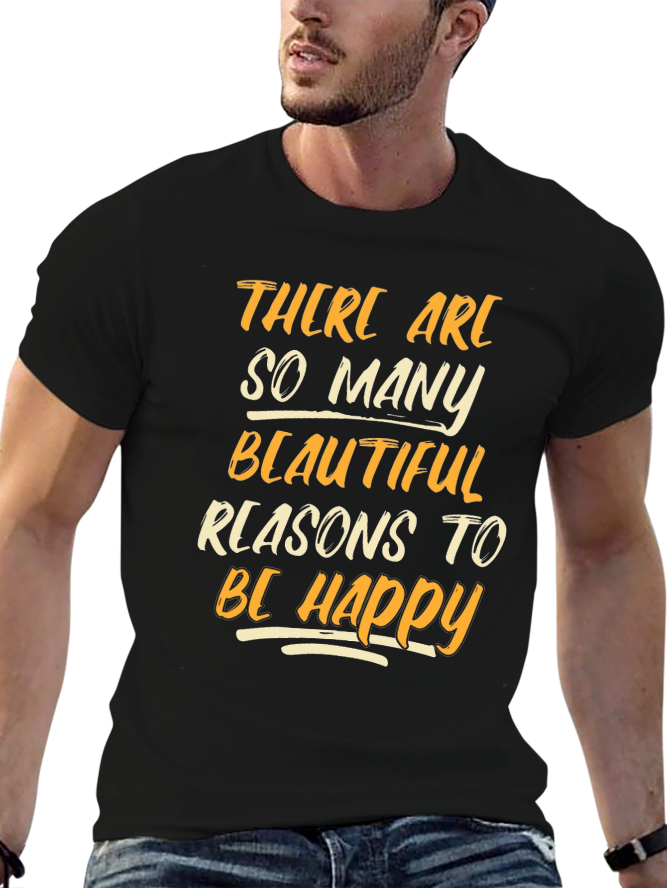 Inspirational Graphic Tee: Be Happy T-Shirt