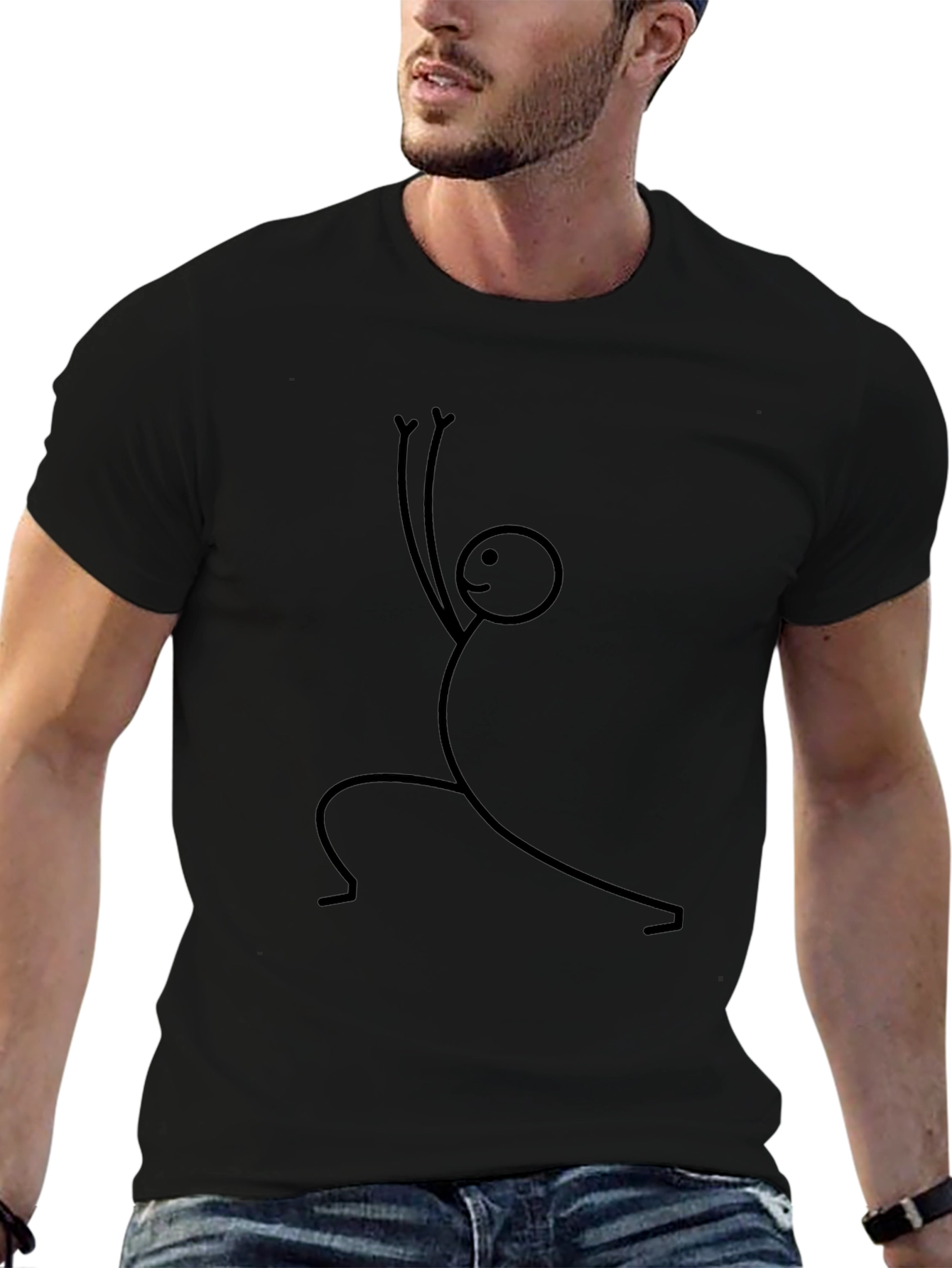 Stick Figure Yoga Black T-Shirt