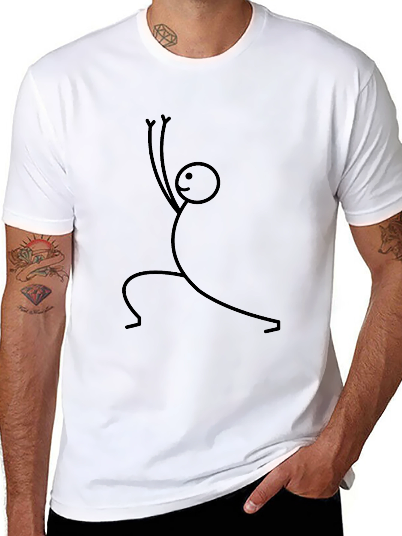 Stick Figure Yoga Black T-Shirt