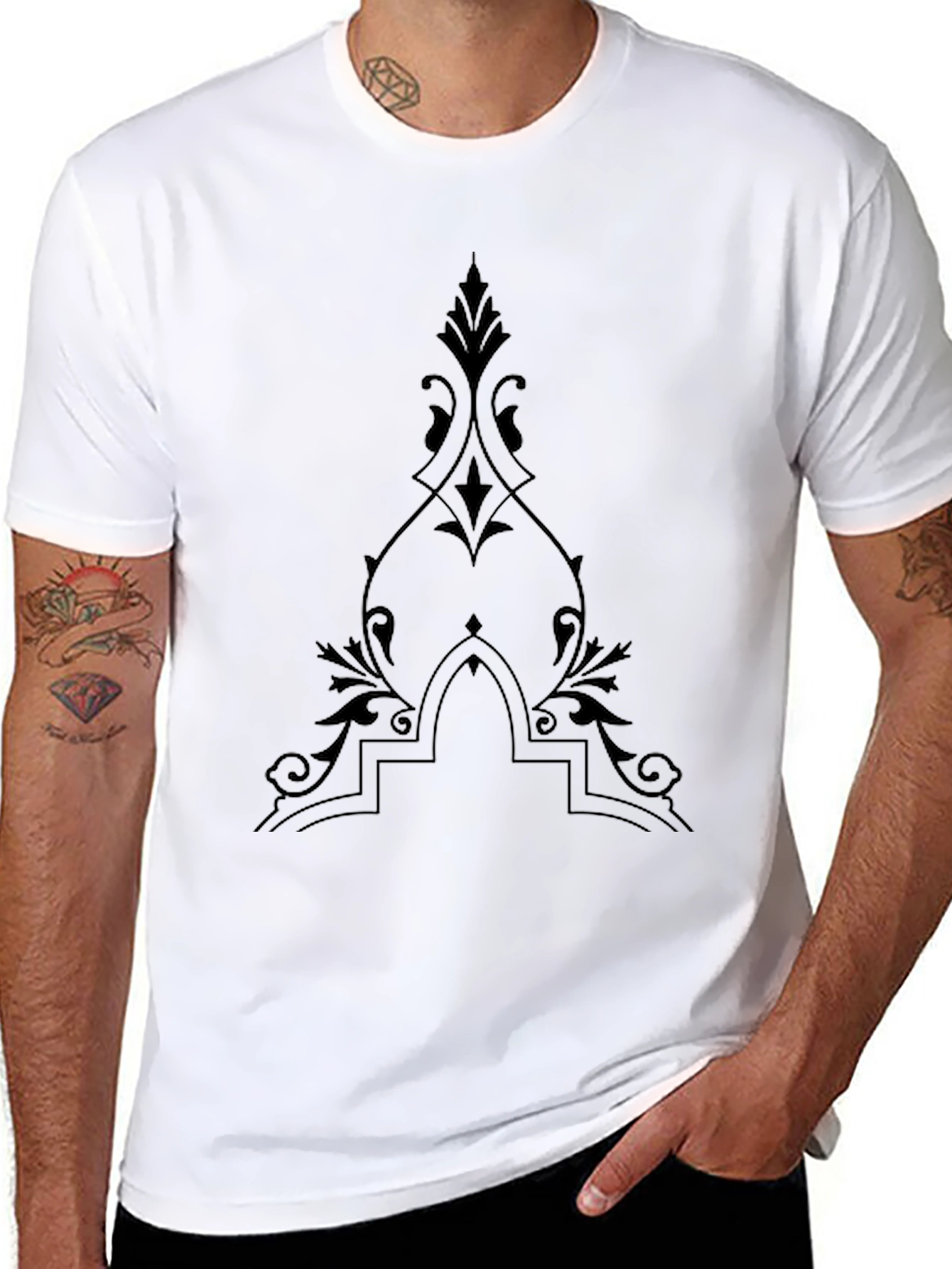Ornate Print Black T-Shirt