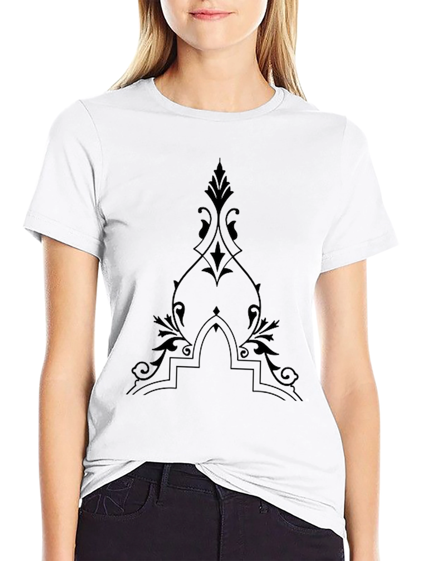 Ornate Print Black T-Shirt