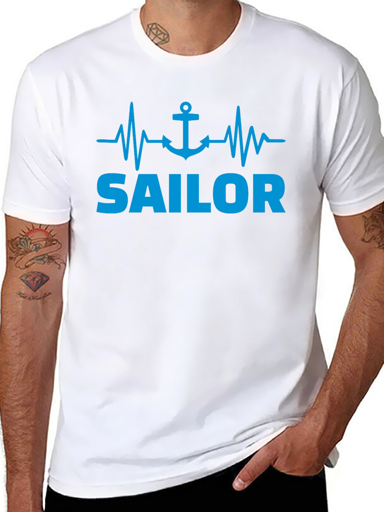 Sailor Heartbeat Anchor Graphic T-Shirt