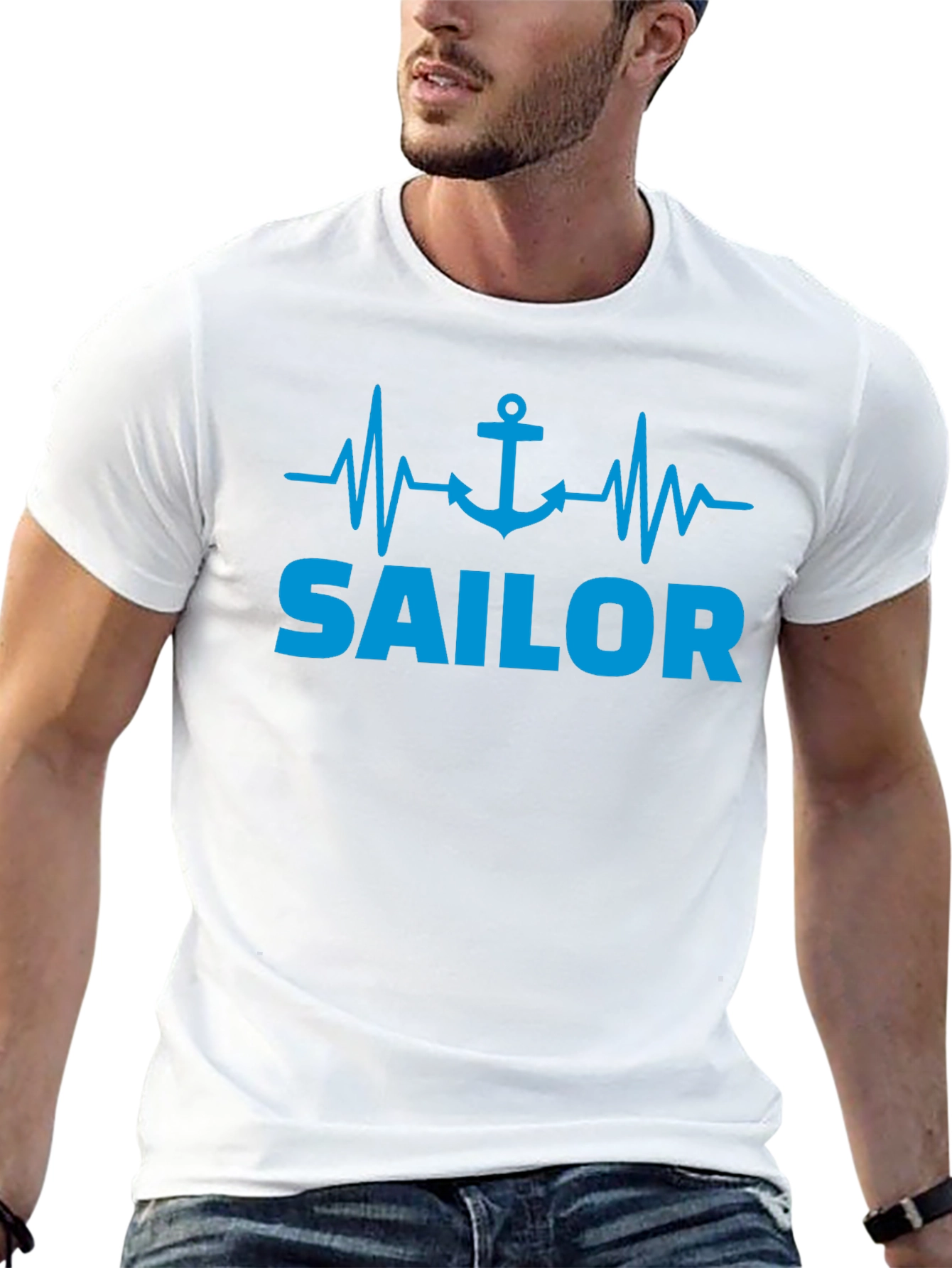 Sailor Heartbeat Anchor Graphic T-Shirt