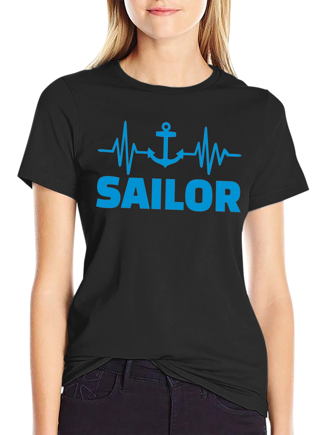 Sailor Heartbeat Anchor Graphic T-Shirt