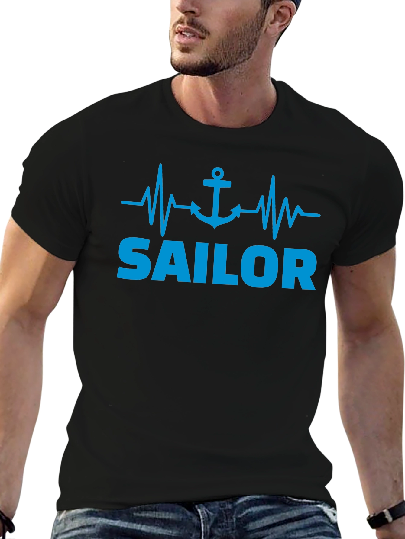 Sailor Heartbeat Anchor Graphic T-Shirt