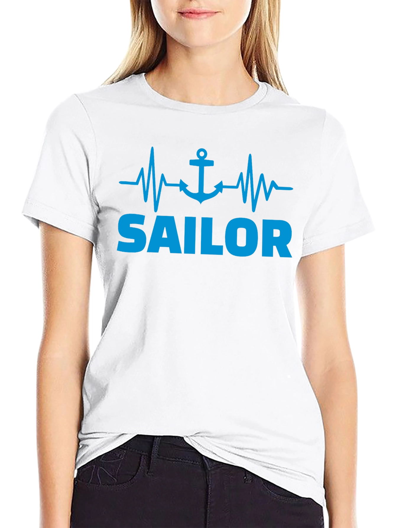 Sailor Heartbeat Anchor Graphic T-Shirt