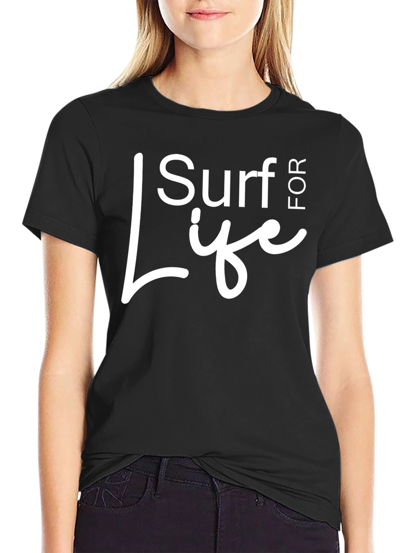 Surf For Life Black T-Shirt