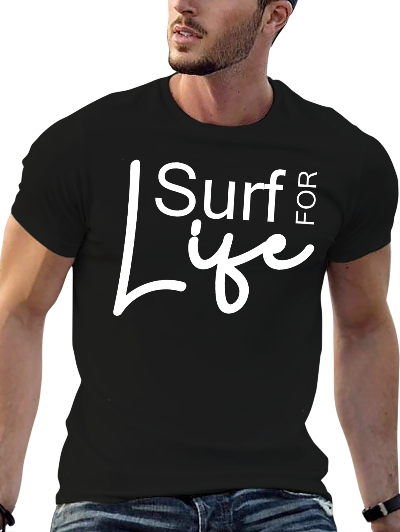 Surf For Life Black T-Shirt