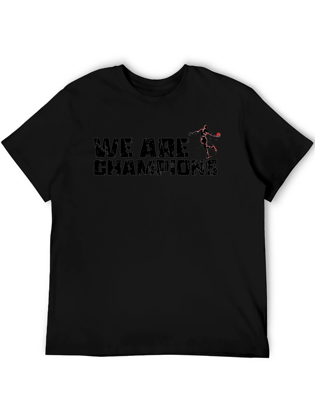 We Are Champions Graphic Tee - Black Cotton Shirt
