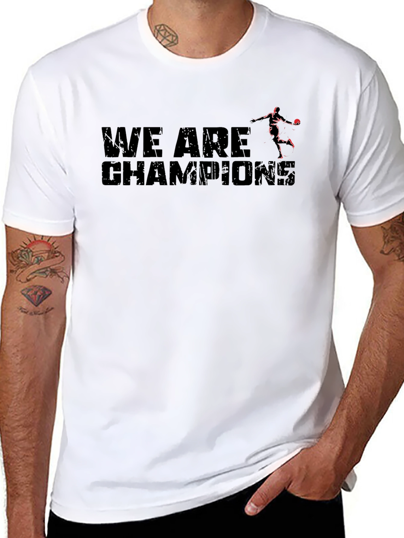 We Are Champions Graphic Tee - Black Cotton Shirt