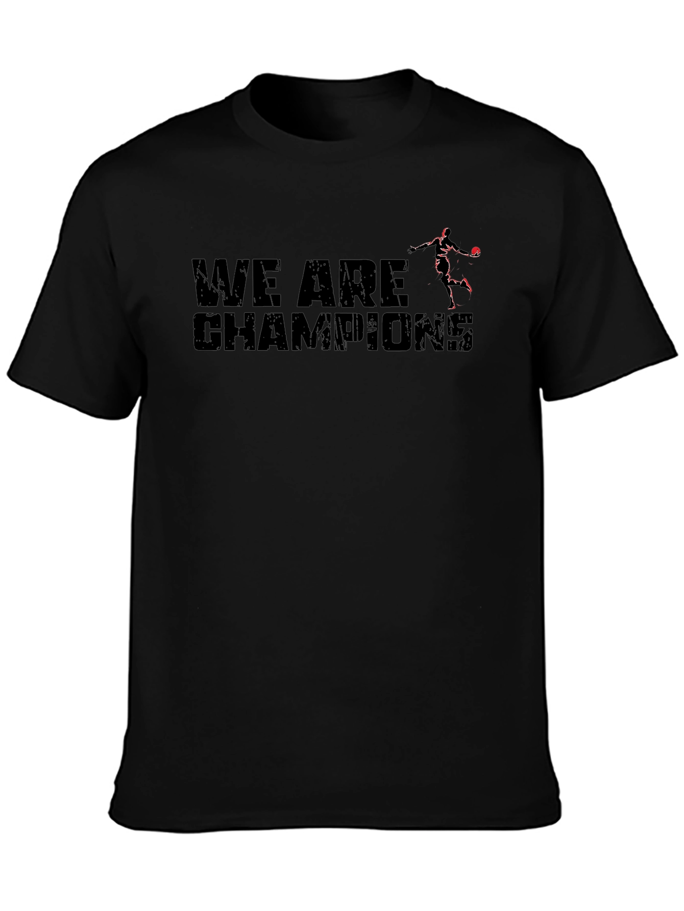We Are Champions Graphic Tee - Black Cotton Shirt