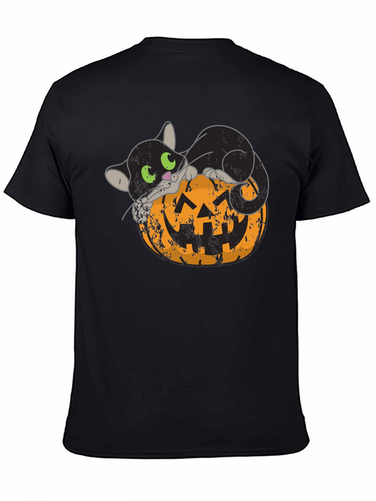 Halloween Black Cat Pumpkin Graphic Tee