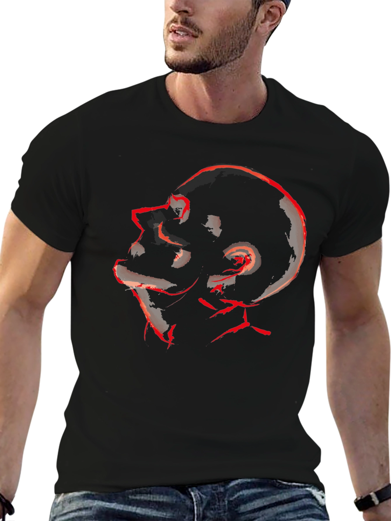 Abstract Red Skull Graphic Tee