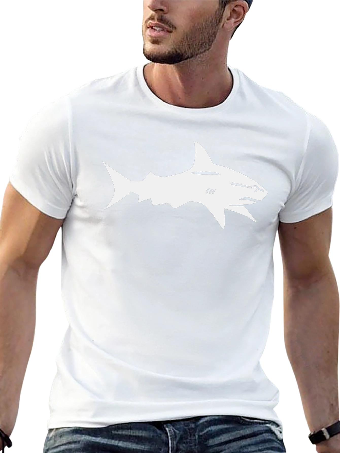 Shark Graphic Tee - Stylish Black Cotton T-Shirt