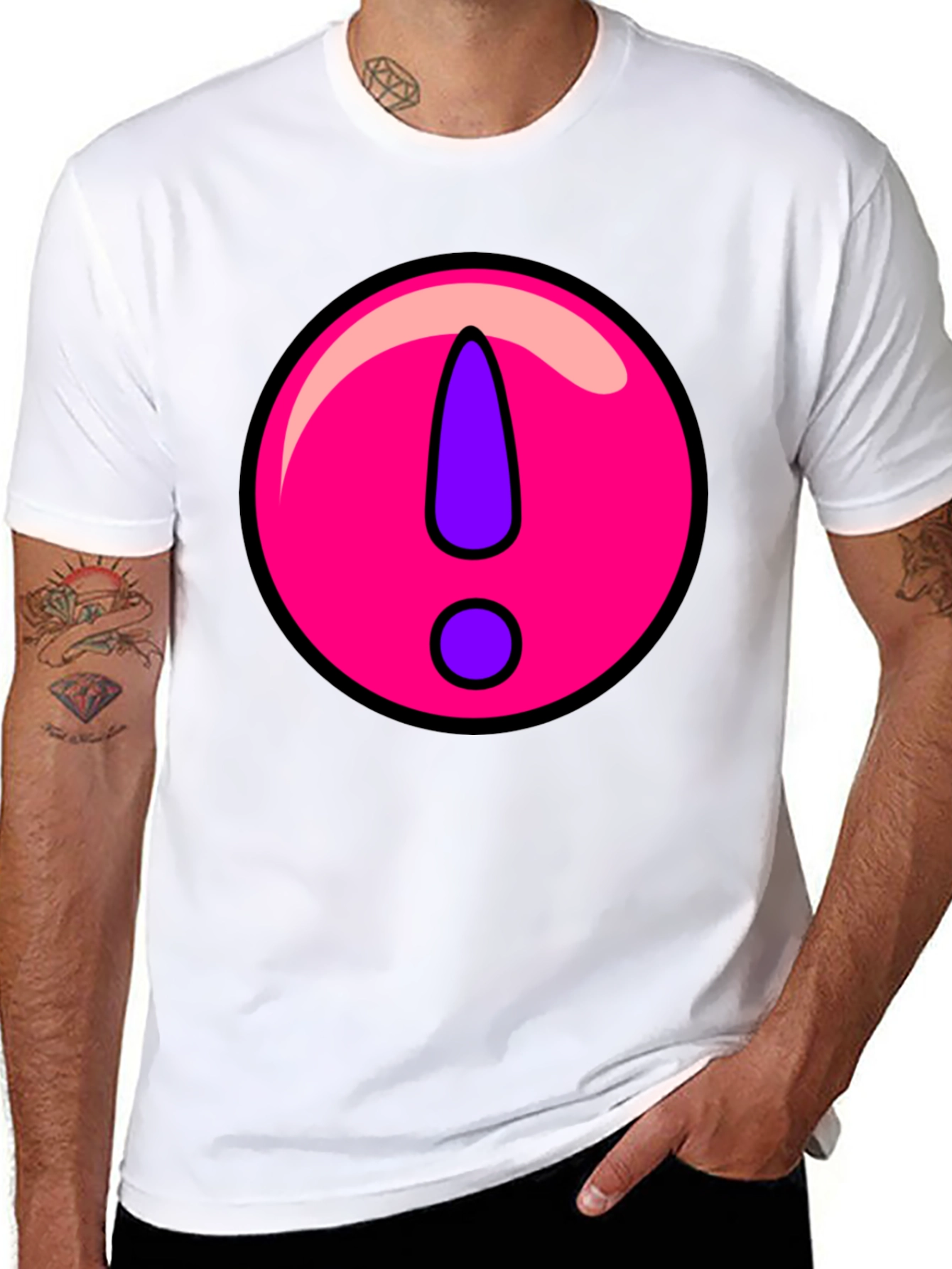Statement T-Shirt: Pink Exclamation Graphic