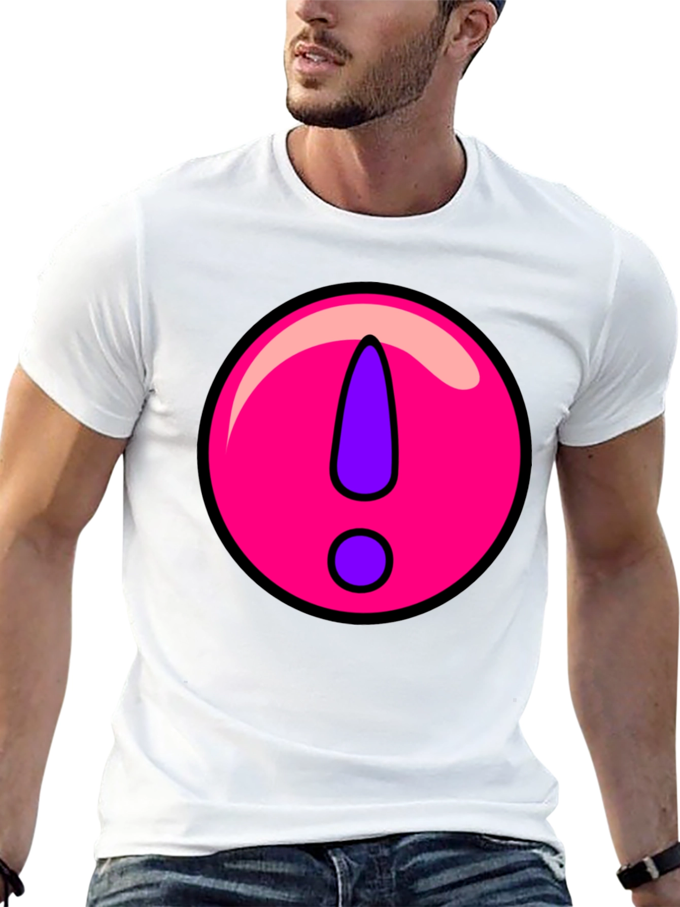Statement T-Shirt: Pink Exclamation Graphic