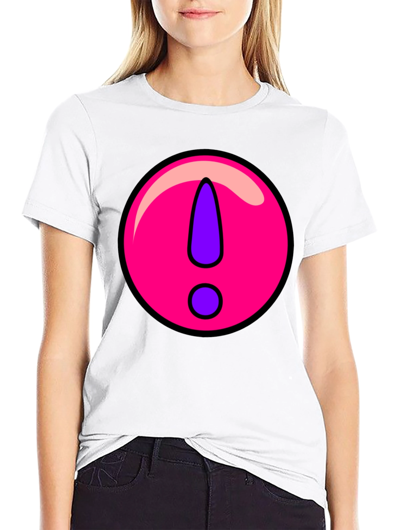 Statement T-Shirt: Pink Exclamation Graphic