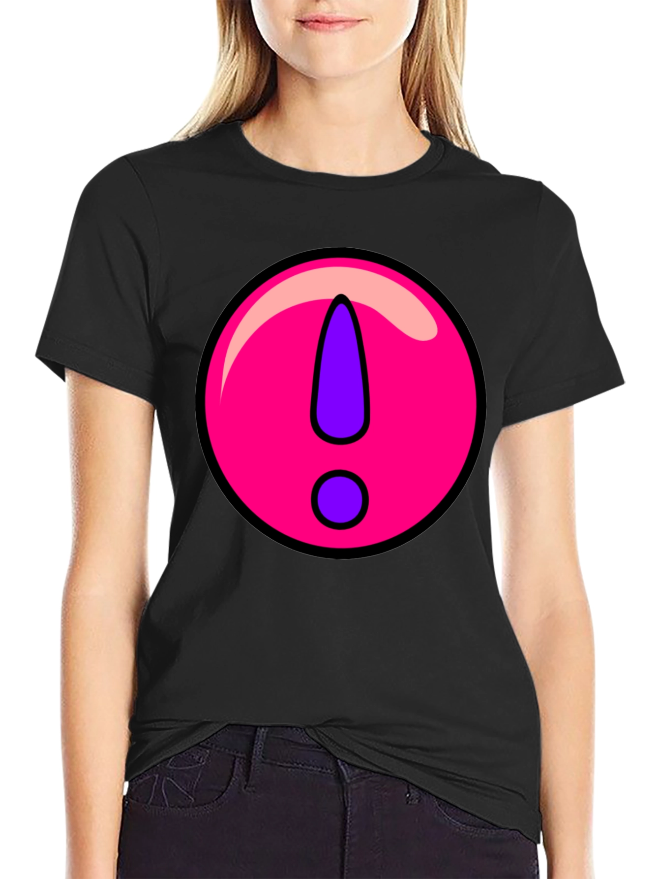 Statement T-Shirt: Pink Exclamation Graphic