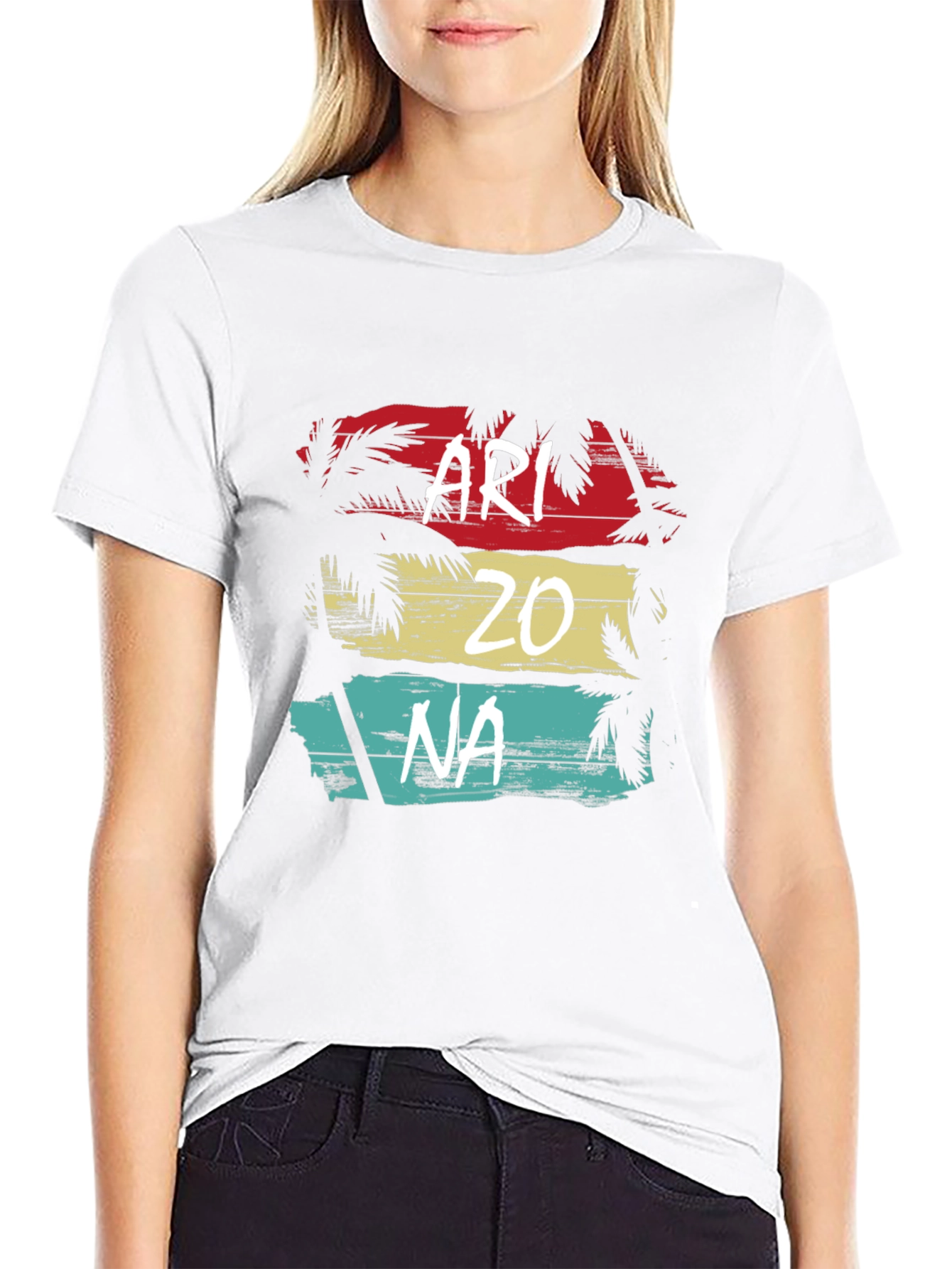 Retro Arizona T-Shirt - Black Palm Tree Graphic