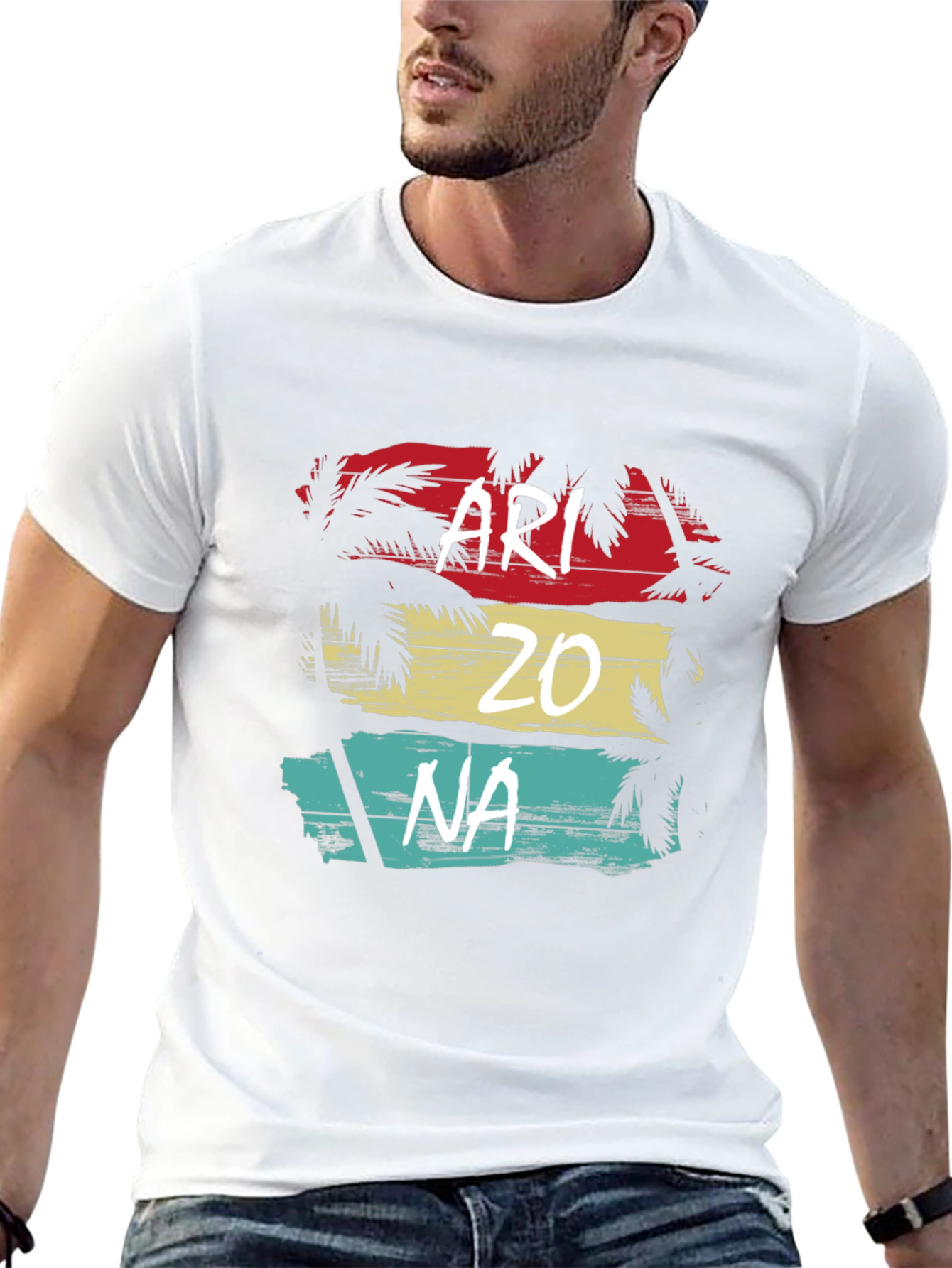 Retro Arizona T-Shirt - Black Palm Tree Graphic