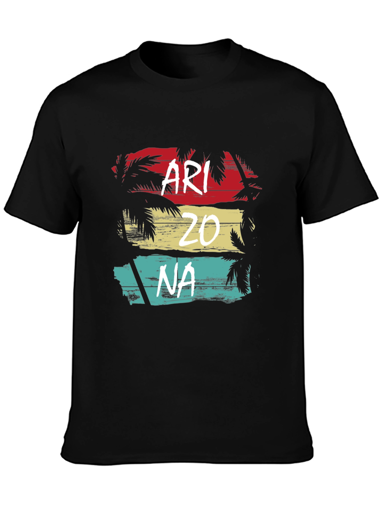 Retro Arizona T-Shirt - Black Palm Tree Graphic