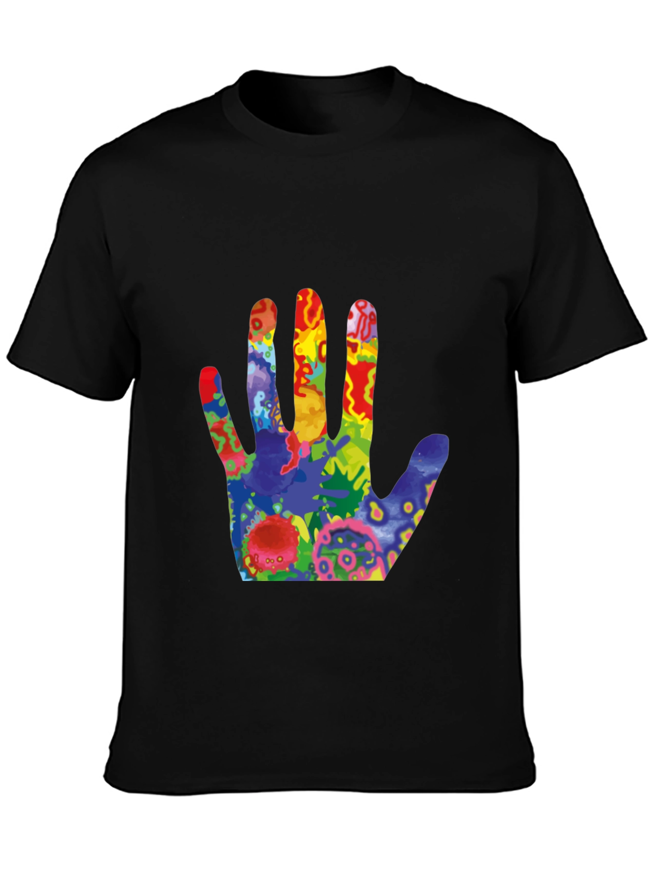 Colorful Handprint Graphic T-Shirt