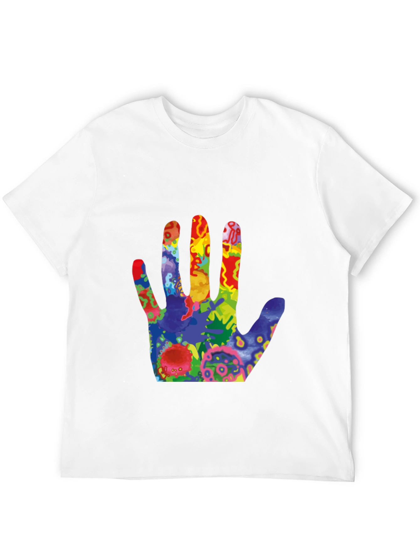 Colorful Handprint Graphic T-Shirt