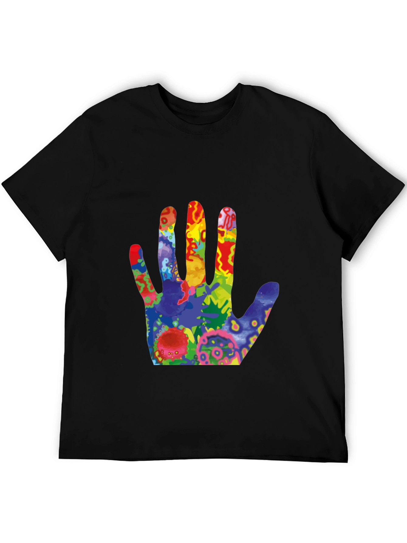 Colorful Handprint Graphic T-Shirt