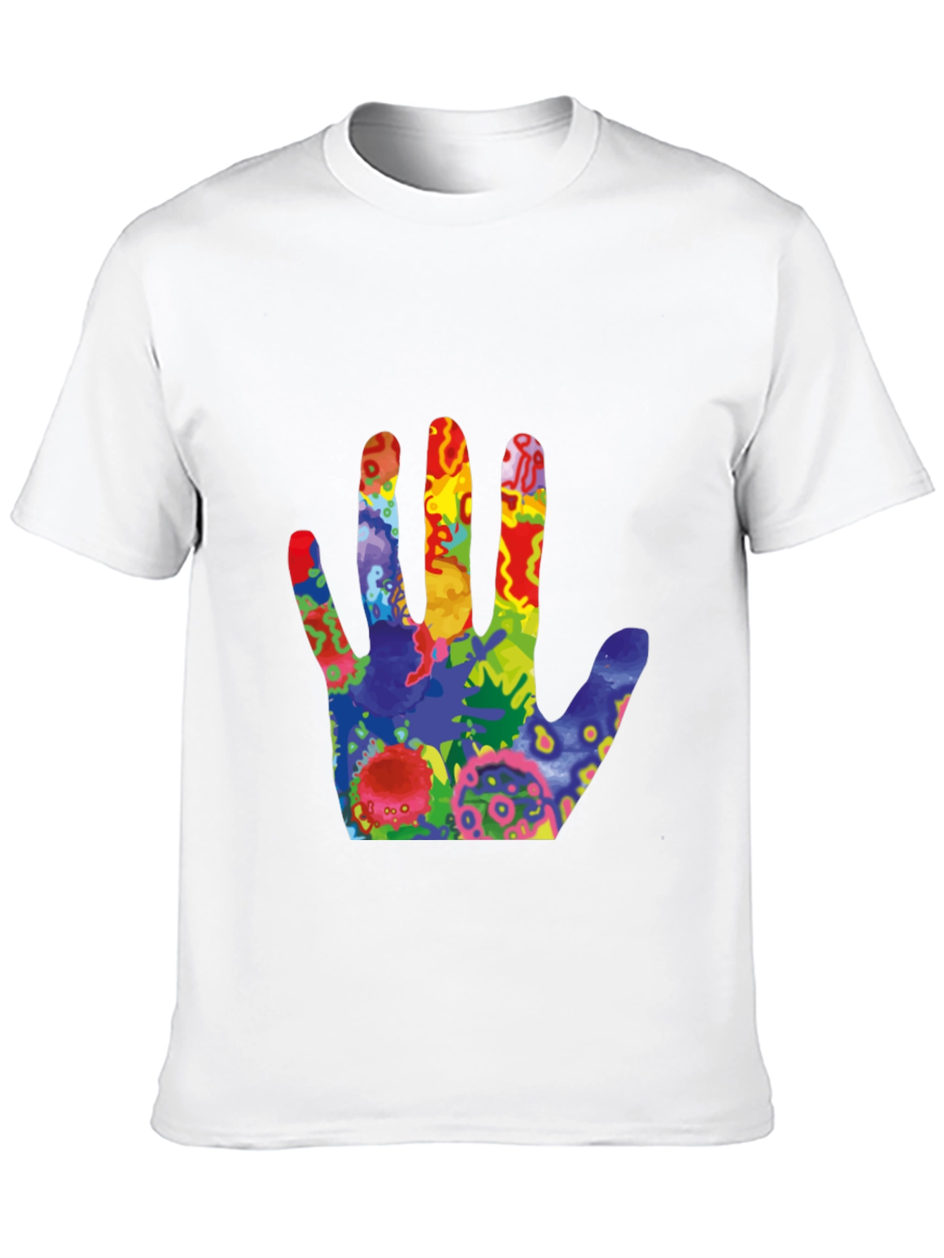 Colorful Handprint Graphic T-Shirt