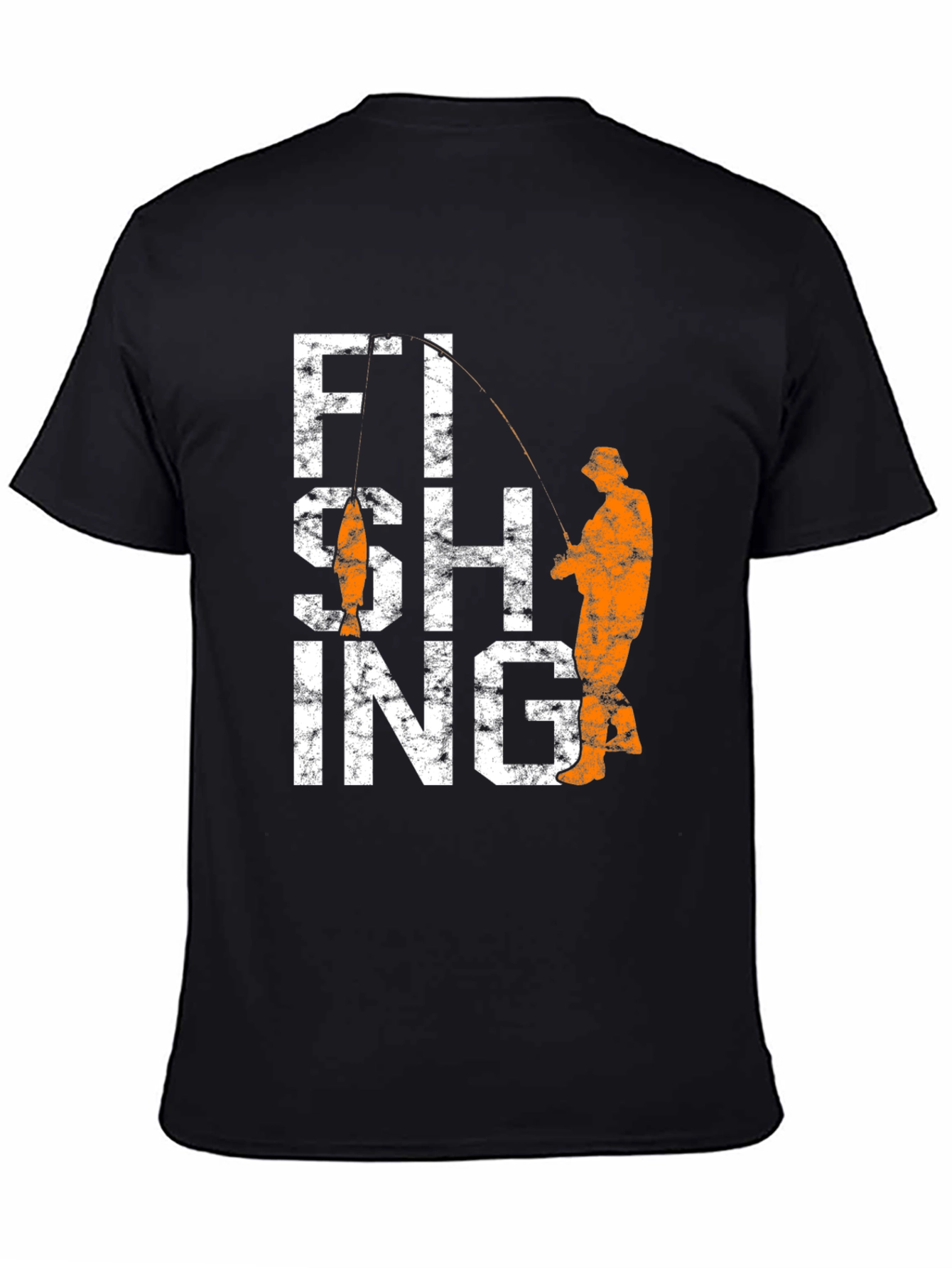 Fishing Graphic Tee - Black Cotton Angler T-Shirt
