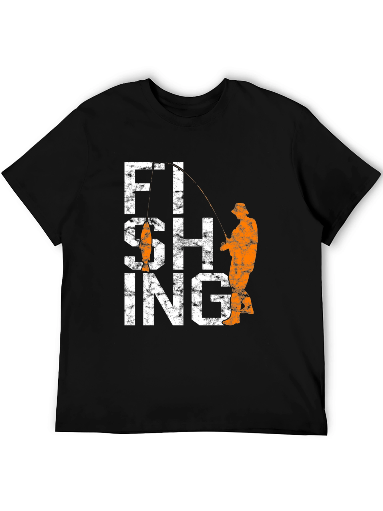 Fishing Graphic Tee - Black Cotton Angler T-Shirt