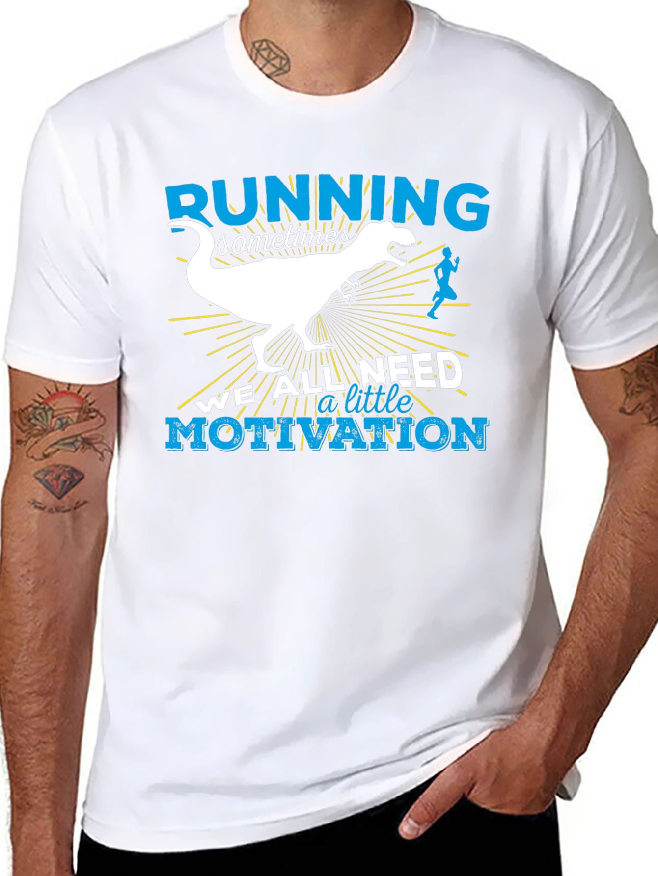 Running Motivation T-Shirt - Dinosaur Design