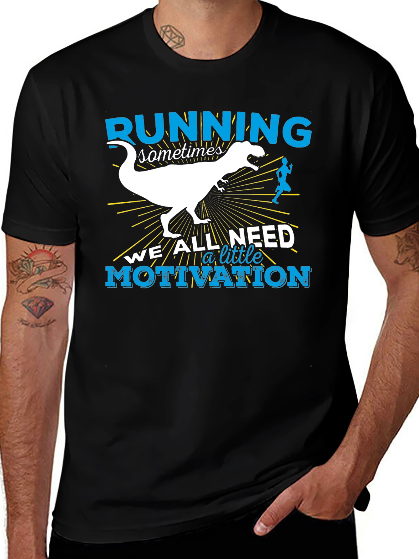 Running Motivation T-Shirt - Dinosaur Design
