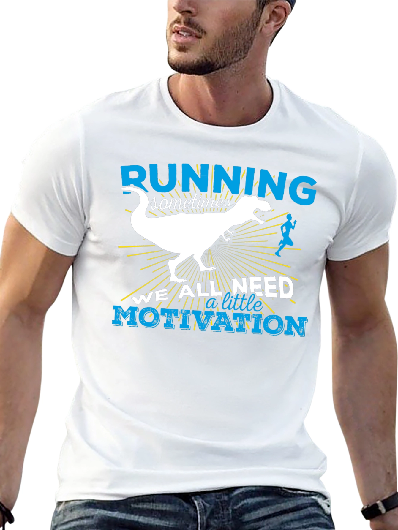 Running Motivation T-Shirt - Dinosaur Design