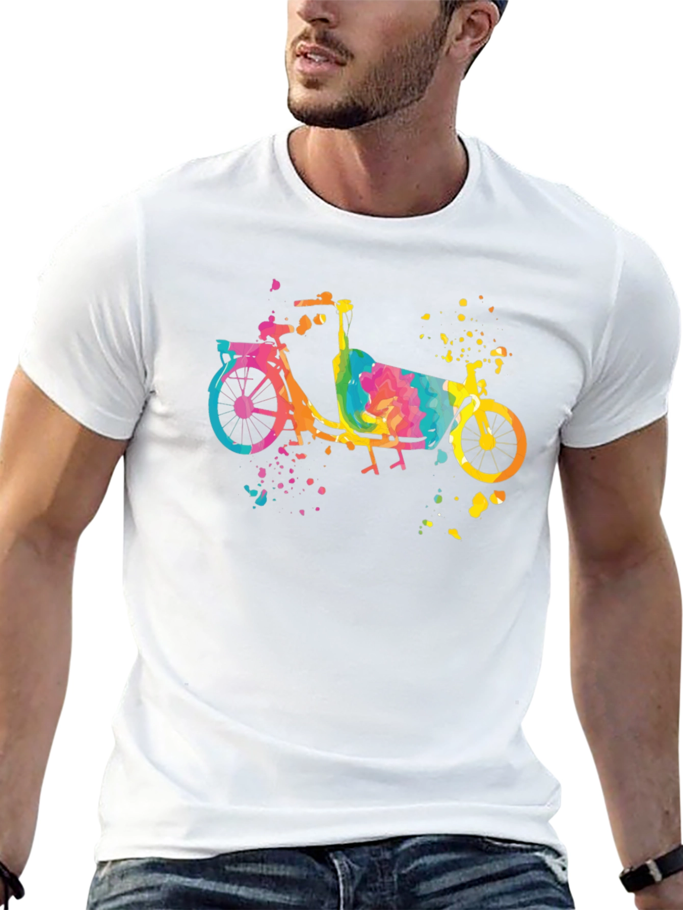 Watercolor Cargo Bike T-Shirt