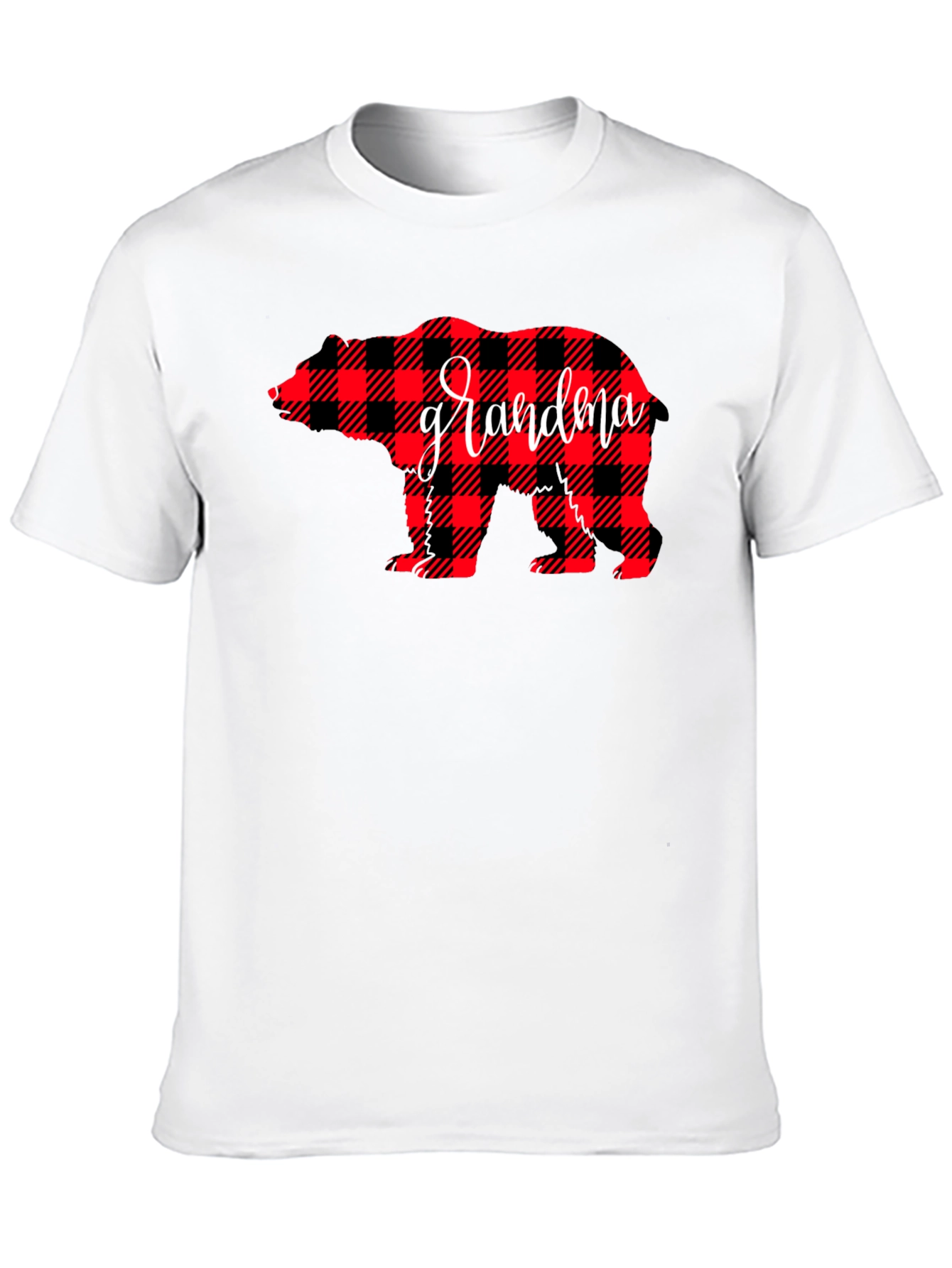 Grandma Bear Plaid Graphic Tee - Black