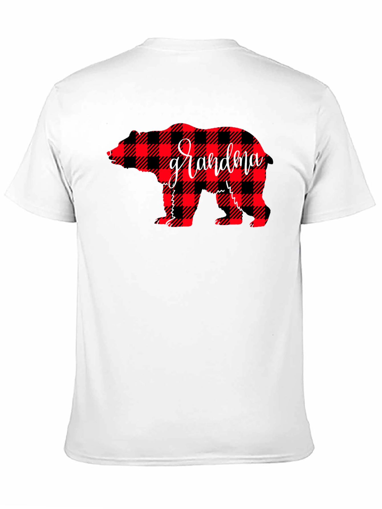Grandma Bear Plaid Graphic Tee - Black