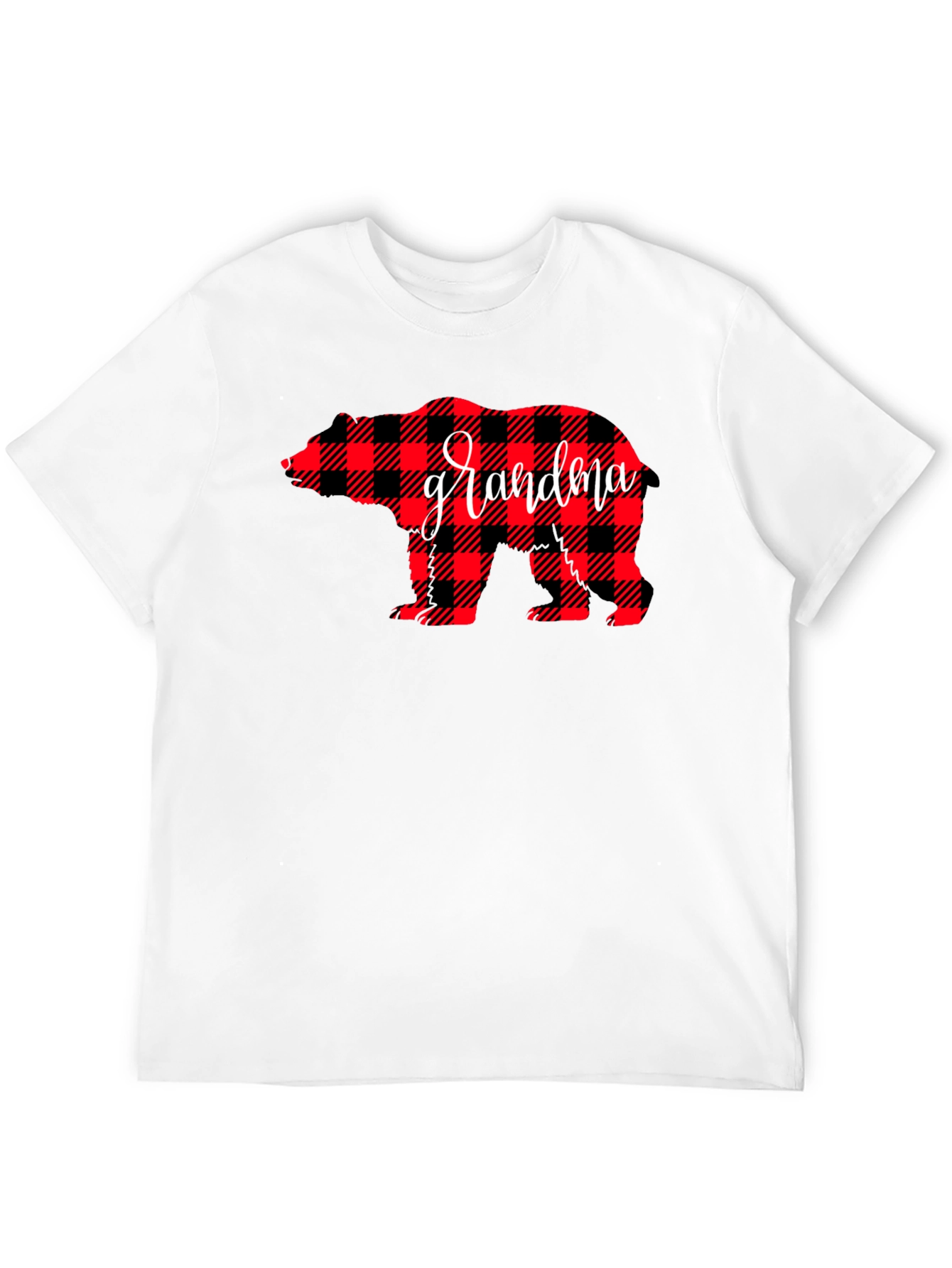 Grandma Bear Plaid Graphic Tee - Black