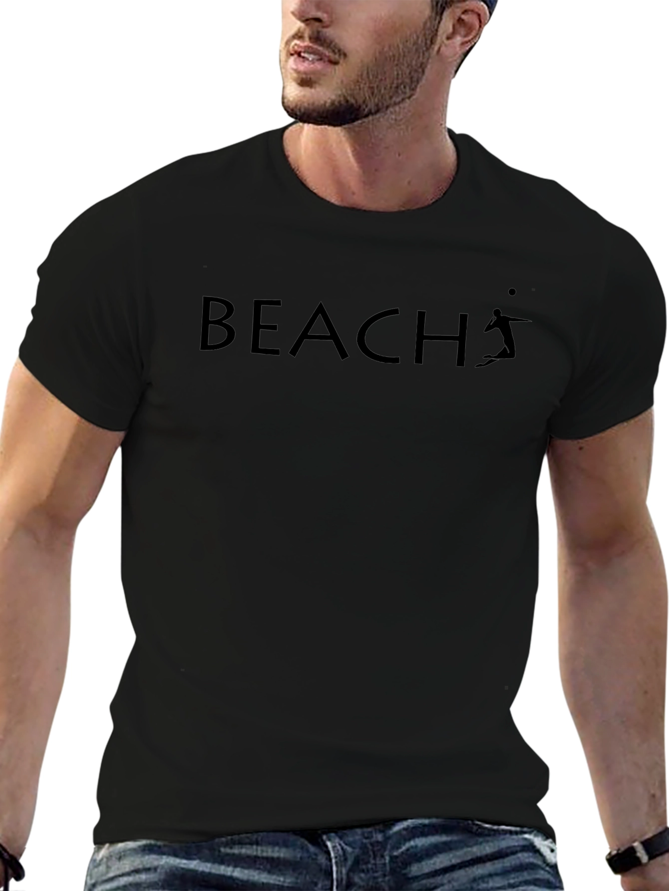 Beach Volleyball Graphic Tee - Casual Black T-Shirt
