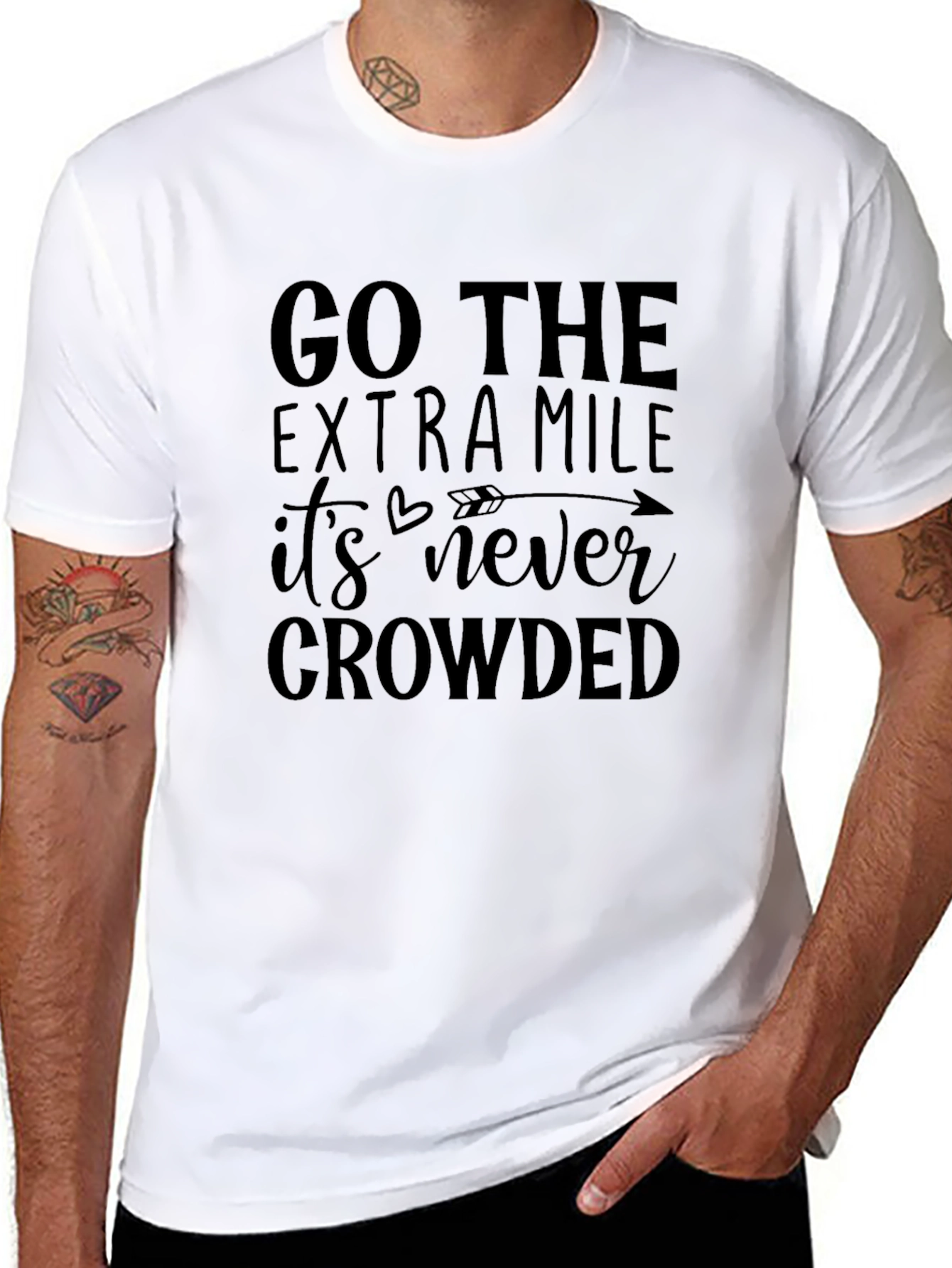 Motivational Black Graphic T-Shirt: Go The Extra Mile