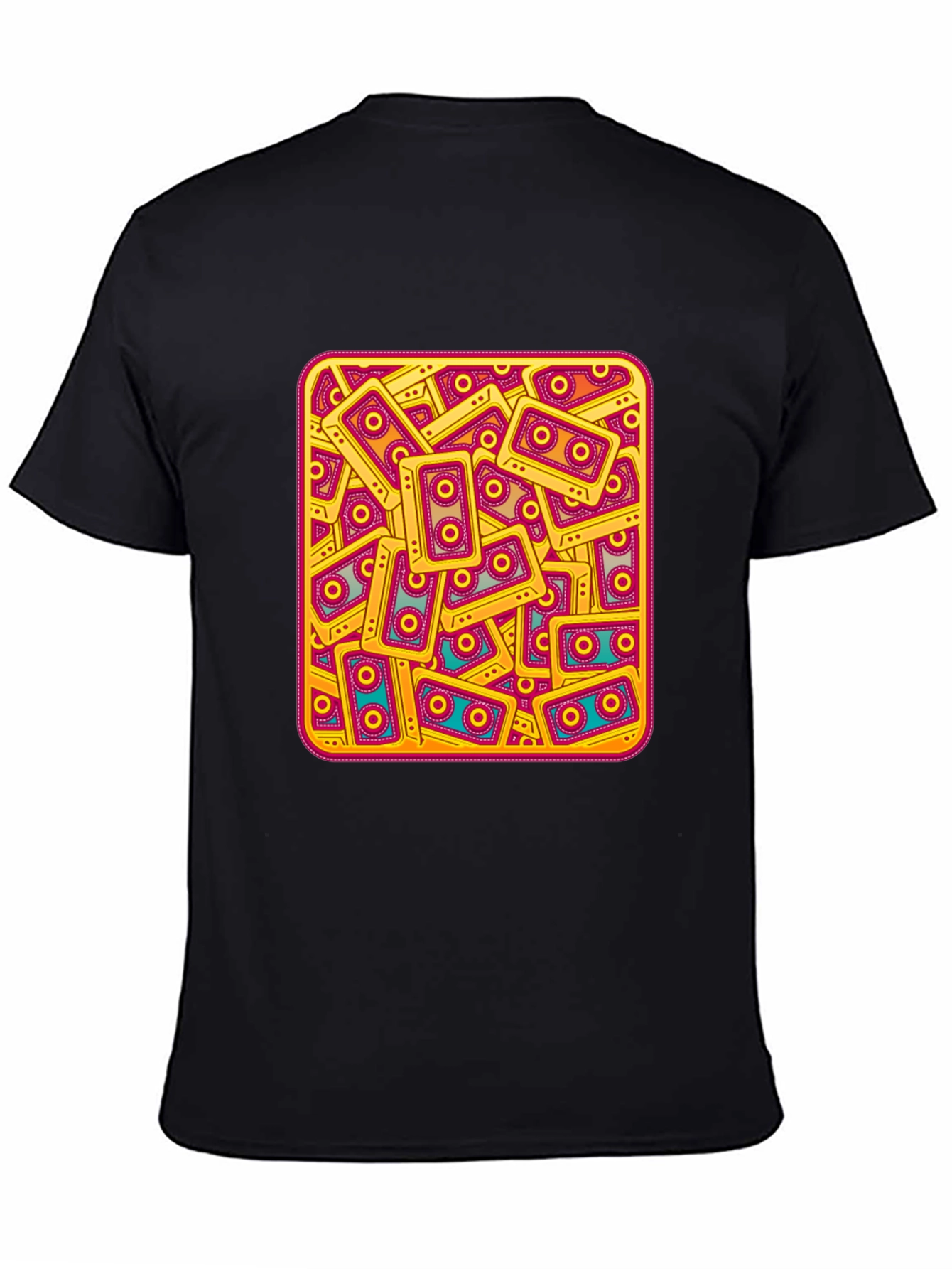 Retro Cassette Tape Pattern T-Shirt