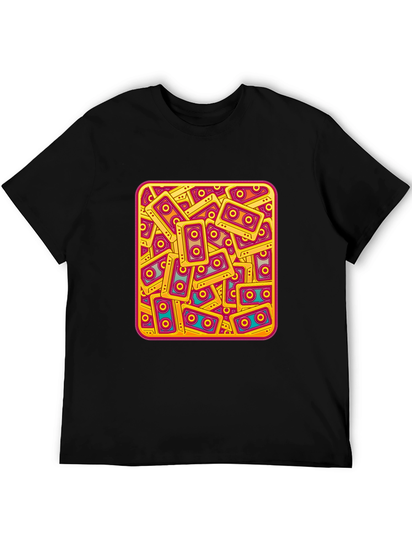 Retro Cassette Tape Pattern T-Shirt