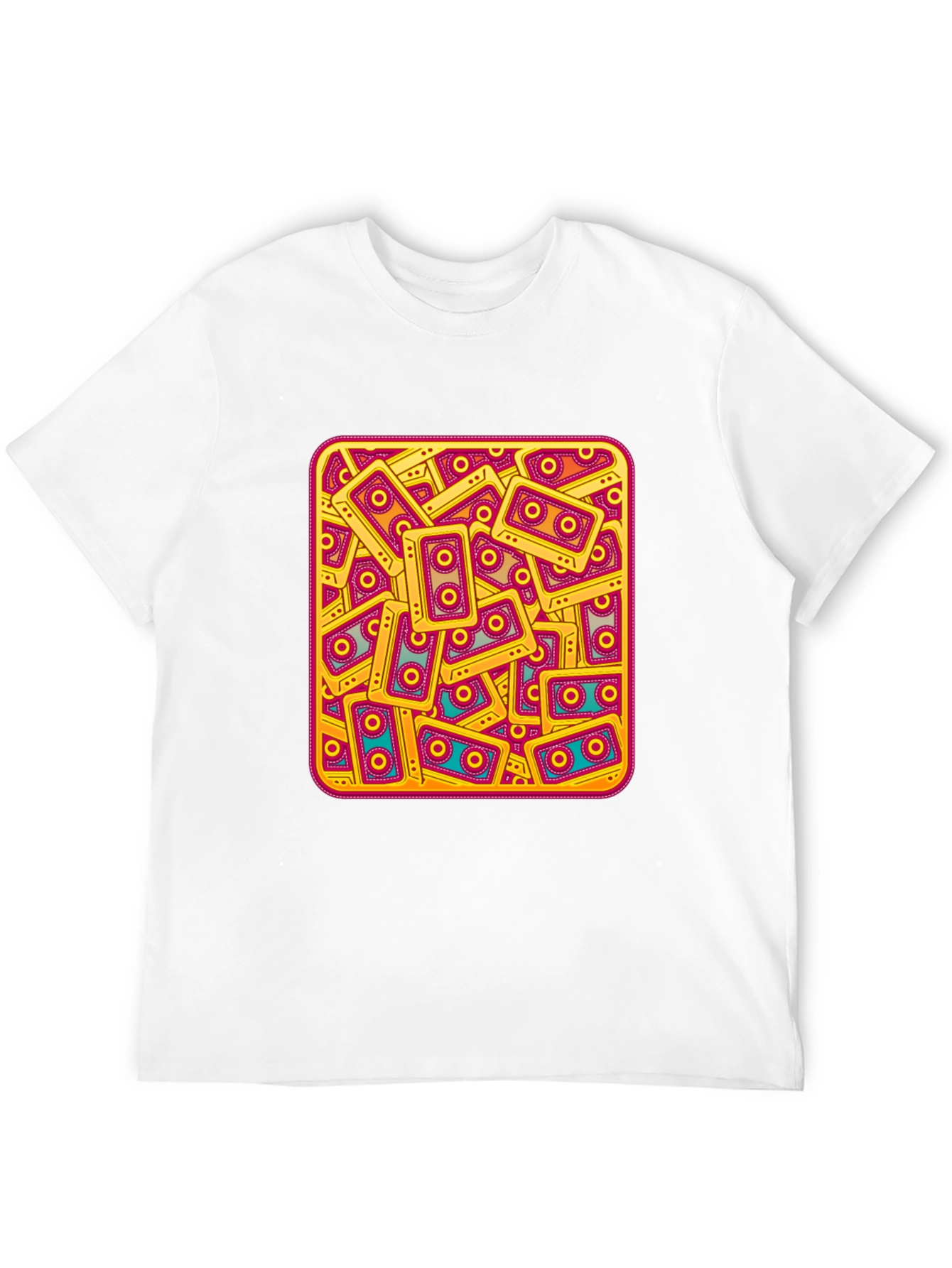 Retro Cassette Tape Pattern T-Shirt
