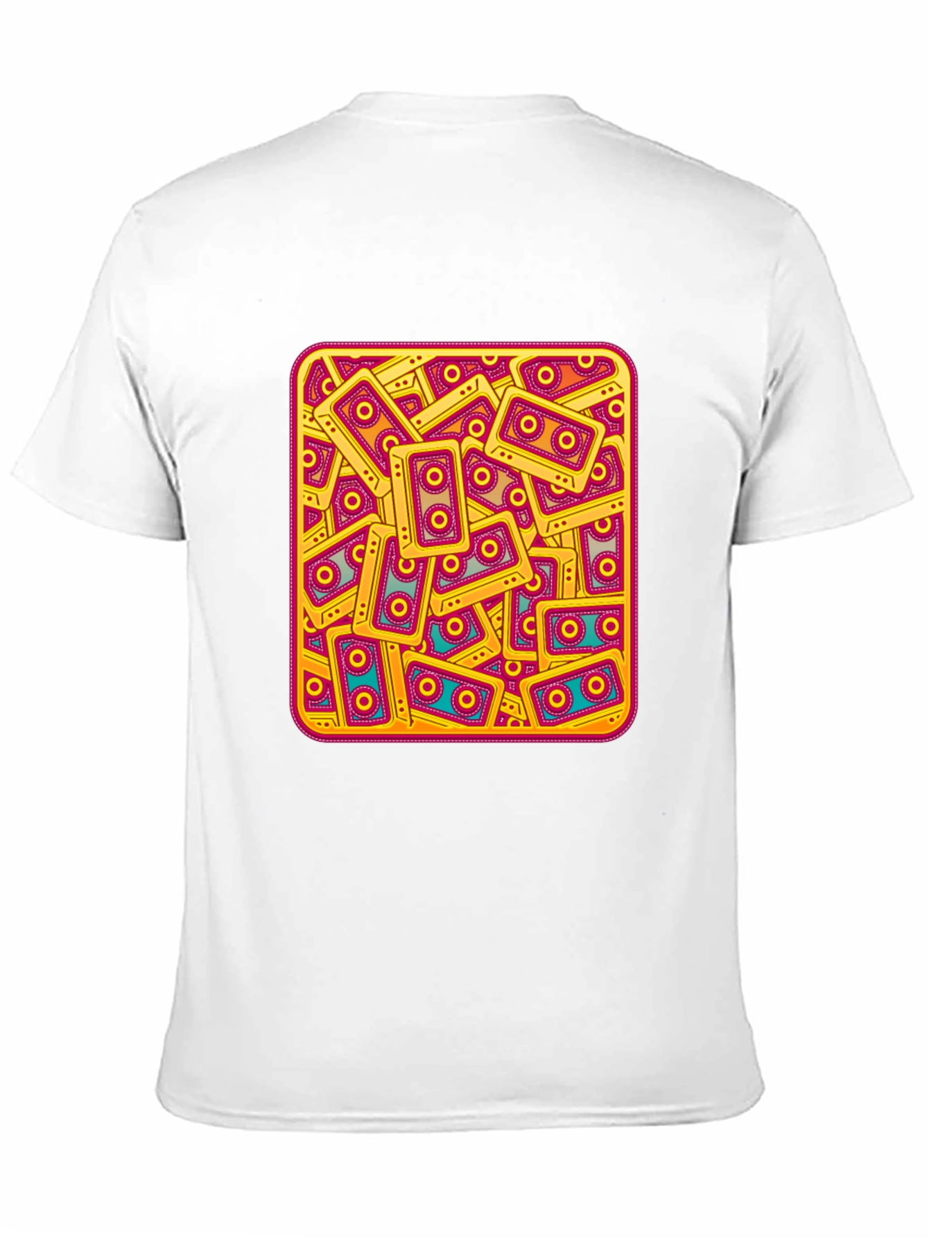 Retro Cassette Tape Pattern T-Shirt