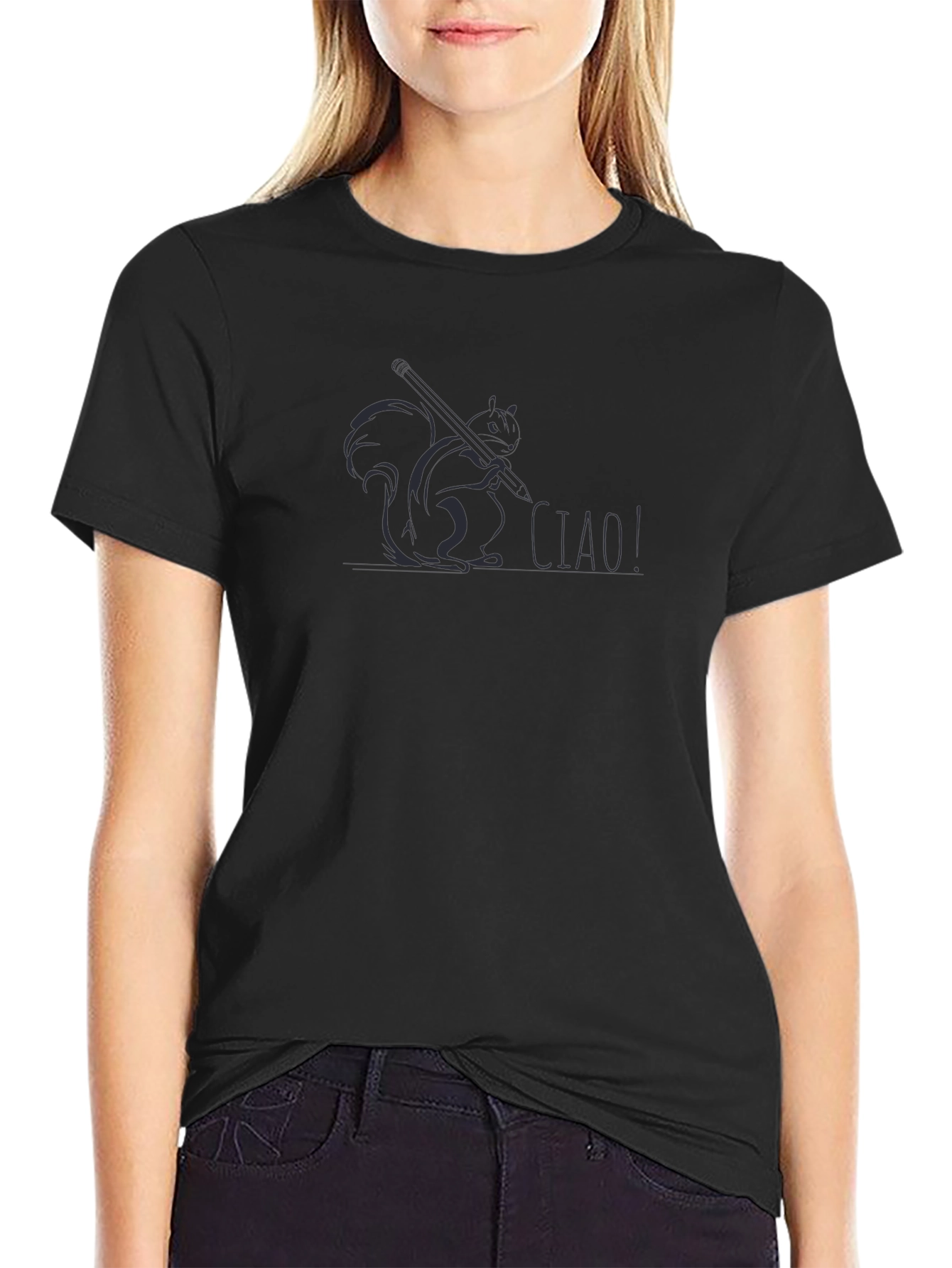 Ciao Squirrel Black T-Shirt