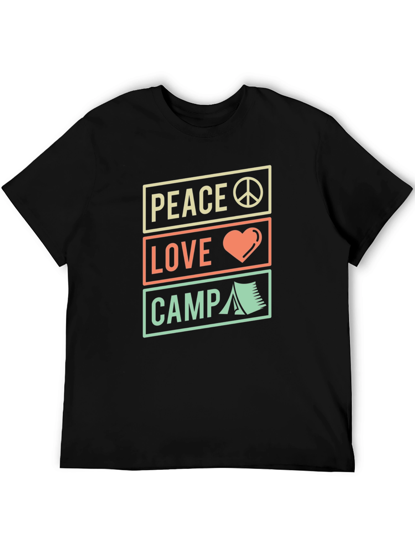 Peace Love Camp Graphic Tee - Black Casual Shirt